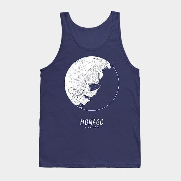 Monaco City Map - Full Moon Tank Top by deMAP Studio